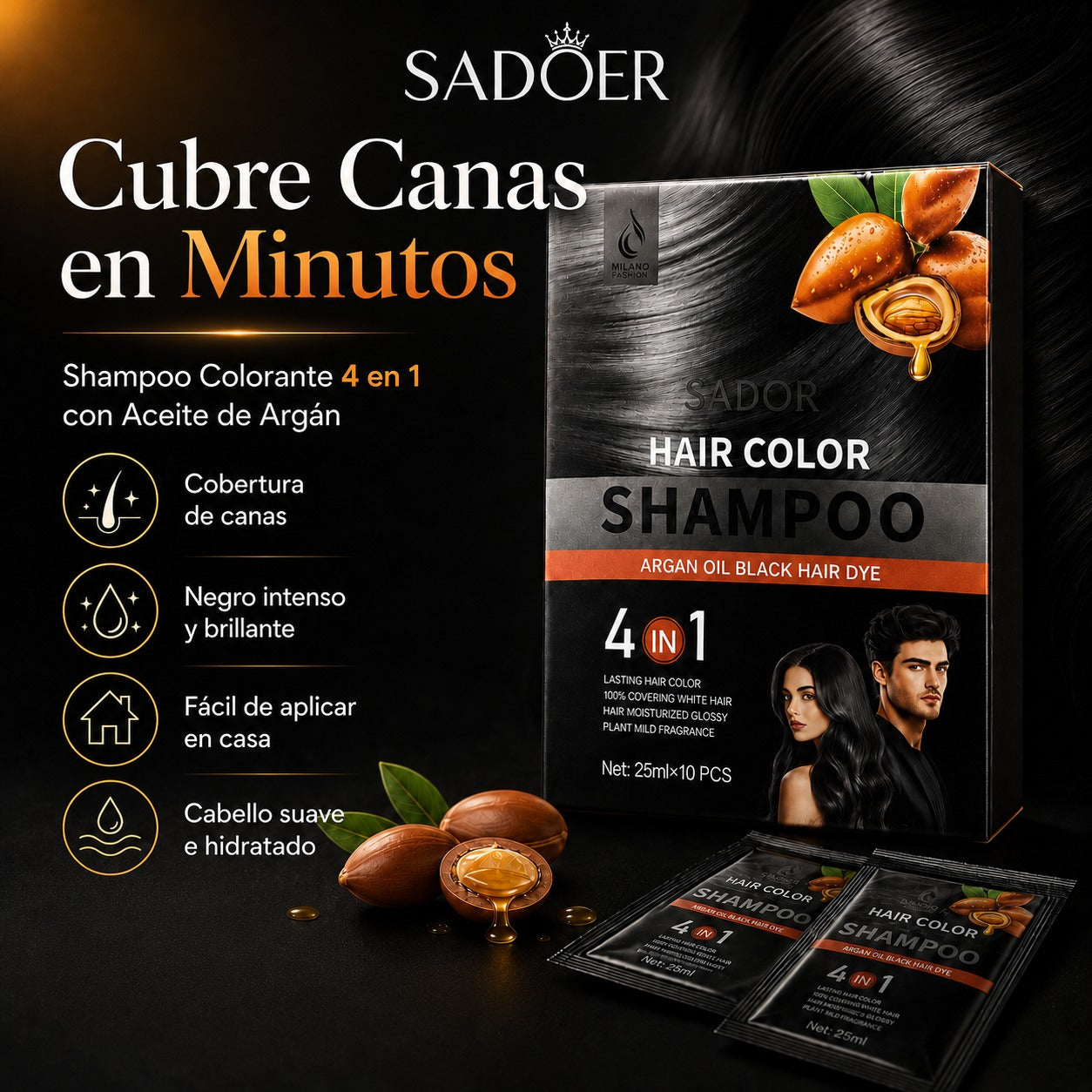 Shampoo Colorante 4 en 1