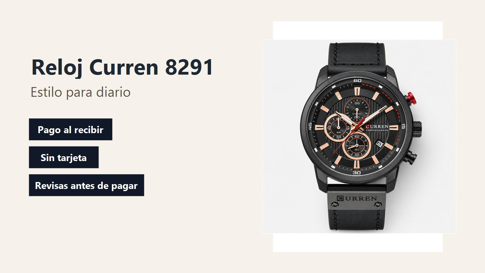 Reloj Curren 8291 Pulso Cuero