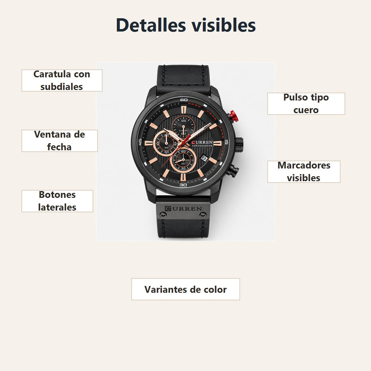 Reloj Curren 8291 Pulso Cuero
